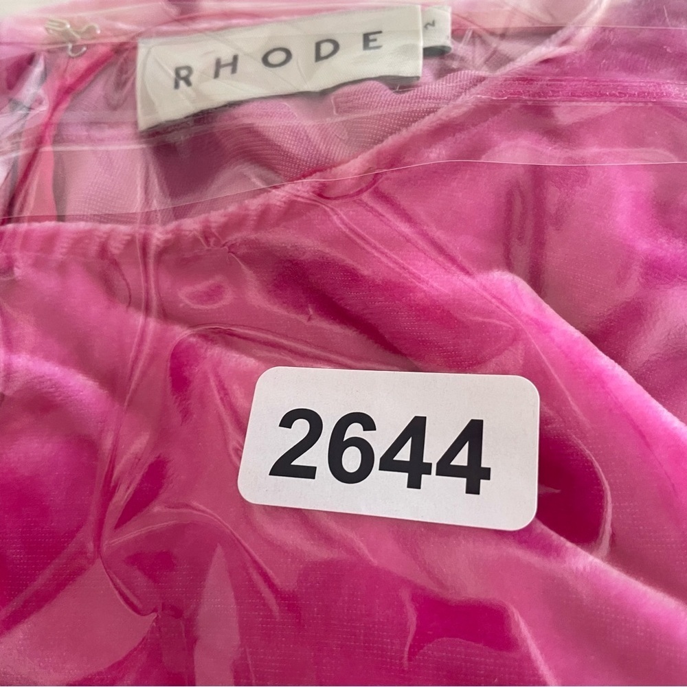 Rhode Pia Puff Sleeve Draped Dress pink velvet 22644 - Picture 14 of 14